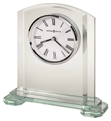 Stratus Tabletop Clock – Arched Glass Alarm Clock with Roman Numerals, Battery Operated Quartz Movement, Modern Desk