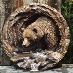Aluminum Metal Bear Cave Wall Art Sign, Waterproof and Weather-Resistant, Perfect for Home and Garden Decoration, 8in/11.8in 1pc