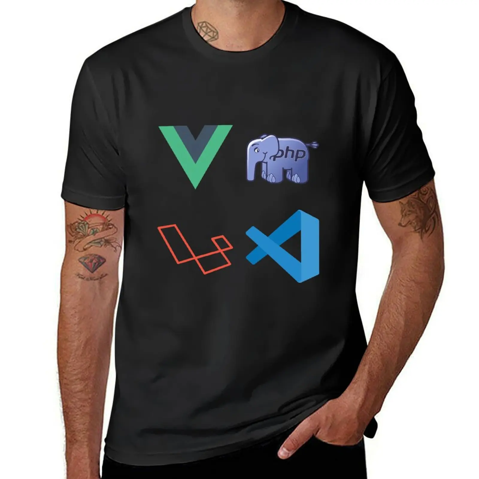 Laravel Vue Application Developer Logo Combo Pack T-Shirt oversized graphic tee aesthetic clothes t shirts for men graphic