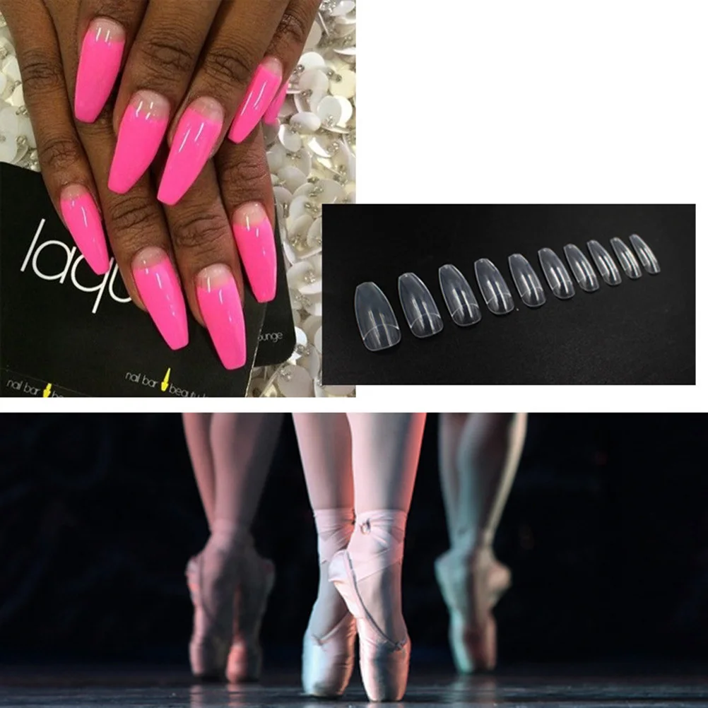 

100pcs Fake Nails Half Cover Ballet Style Trim Reusable Artificial Nail Tips For Manicure Wedding Party Halloween Gift Beauty