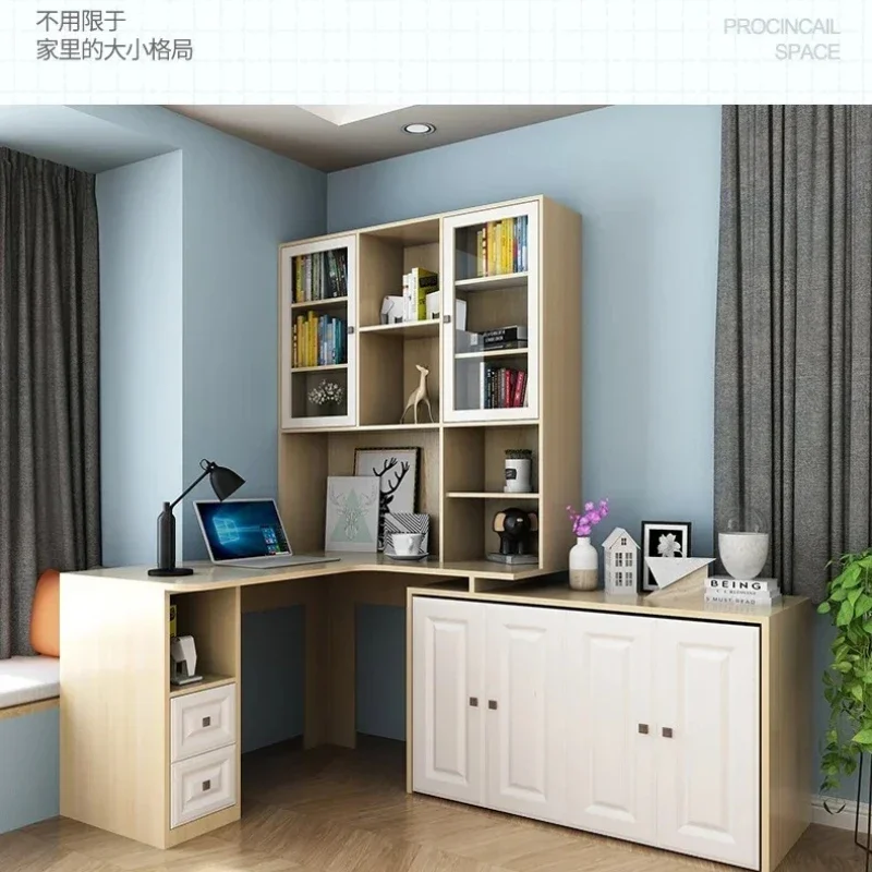 y9.4-multifunctional computer office desk bookshelf combination corner bookcase integrated invisible bed lunch break folding bed
