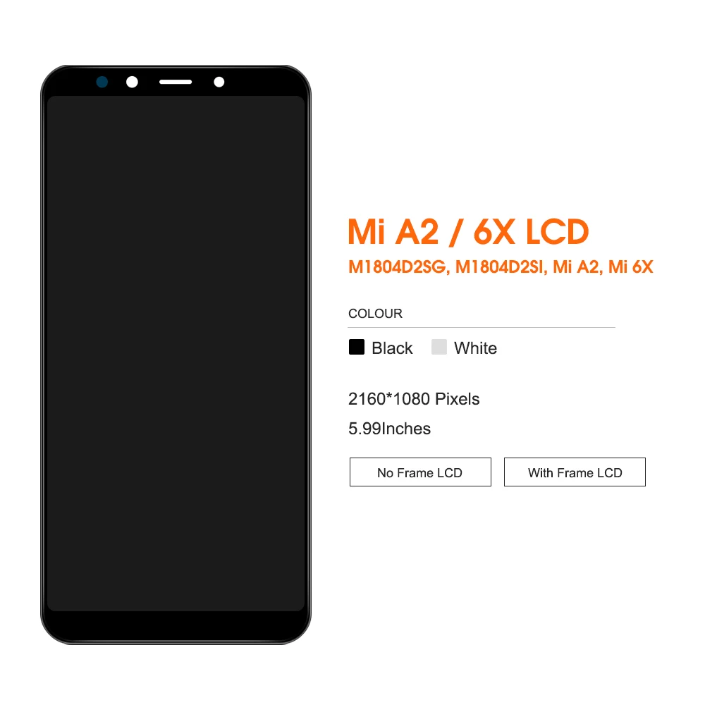 Pantalla de 5,99 pulgadas para Xiaomi Mi A2 LCD MONTAJE DE digitalizador con pantalla táctil piezas de reparación para XiaomiA2 MiA2 Mi 6X Mi6x