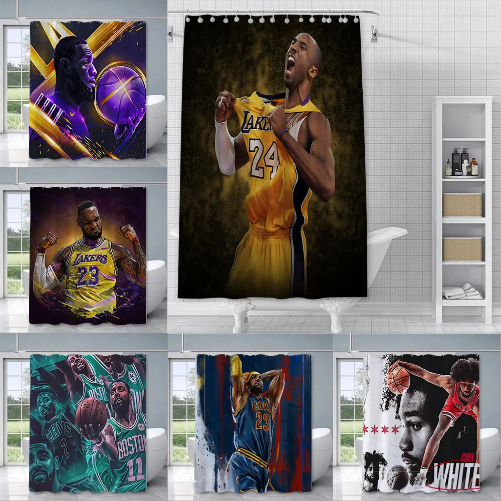 Famous Basketball Player Shower Curtain Waterproof Polyester Fabric Paint Bath Curtains Home Bathroom Decor Curtain With Hook