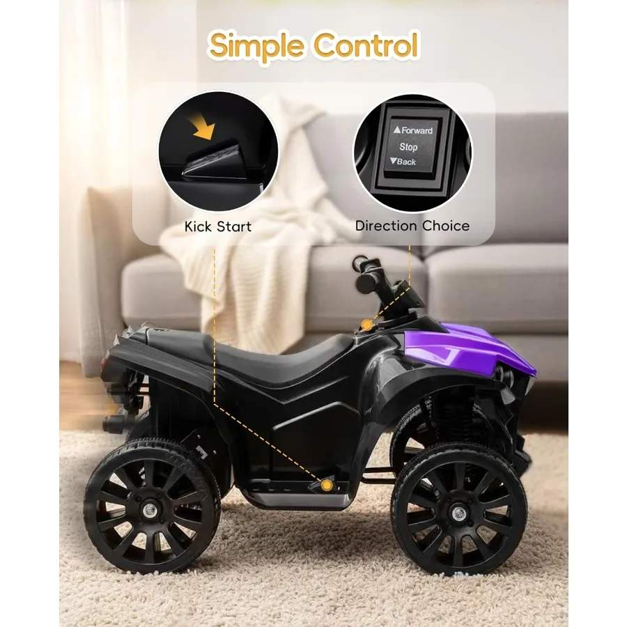 Giro sui giocattoli per i più piccoli ATV da 1,5-4 con tempi di riproduzione fino a 70 minuti Auto elettrica quad a 4 ruote con guida sicura a velocità di 1,8 MPH
