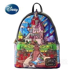 Mini mochila princesa Disney para mulheres, beleza e fera desenhos animados, mochila infantil, marca de luxo, nova moda