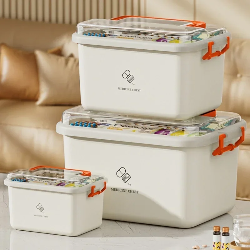 Portable Medicine Box Large Capacity Home First Aid Medical Kit Family Emergency Medicine Box with Multi-layer Drug Storage Case