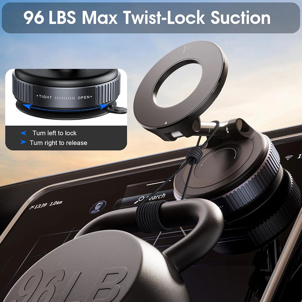 

Magnetic Car Phone Holder Stand Foldable Vacuum Magnetic Holder Strong Suction iPhone Stand 360° rotating adsorption base
