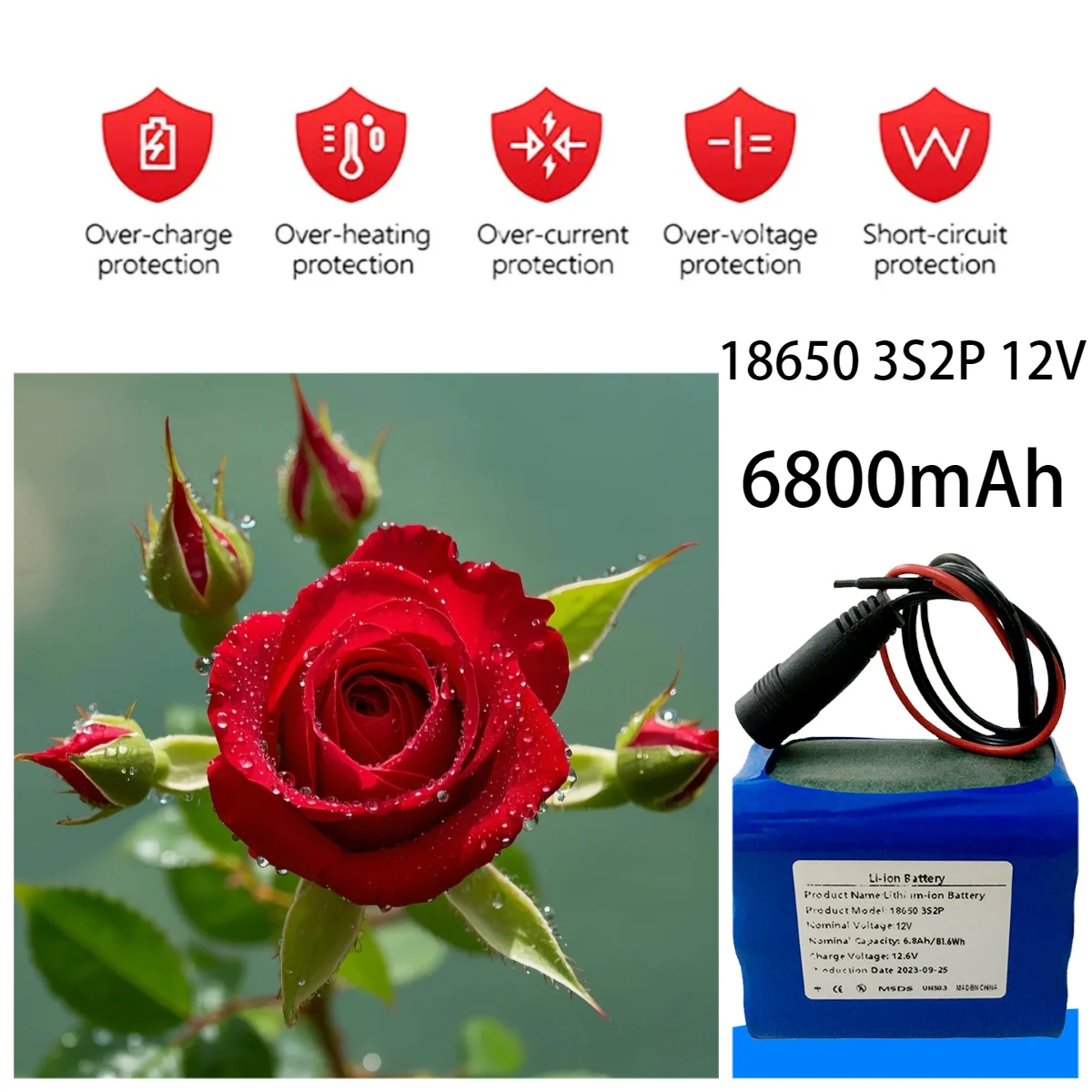 

100% NEW 18650 3S2P 12V 6800mAh Rechargeable Lithium-ion Battery Pack 12.6V Charging Battery + charger