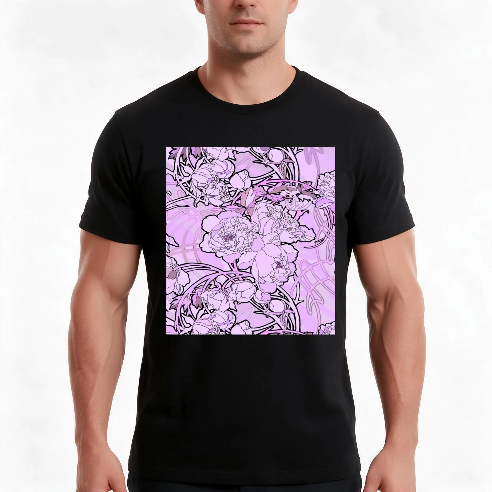 Alphonse Mucha - Flowers (1860-1939),No,06. T-Shirt Summer Casual Cotton Tee Oversized Streetwear Tops Vintage Graphic Print