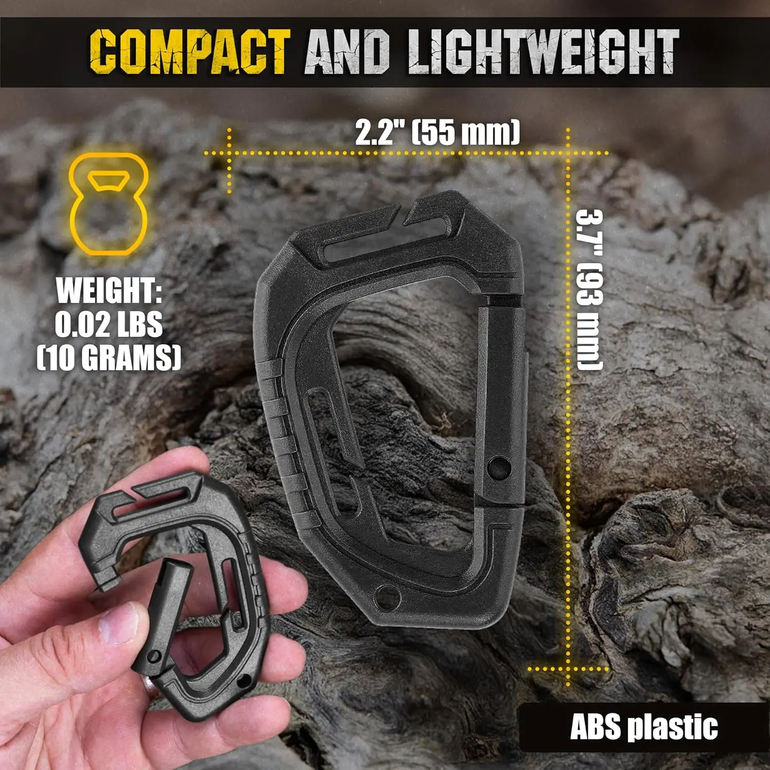 5Pcs Military Tactical Carabiner Clip Hard Plastic D Ring Molle Webbing Buckle Fast Spring Snap Hook Outdoor Camping EDC Tool