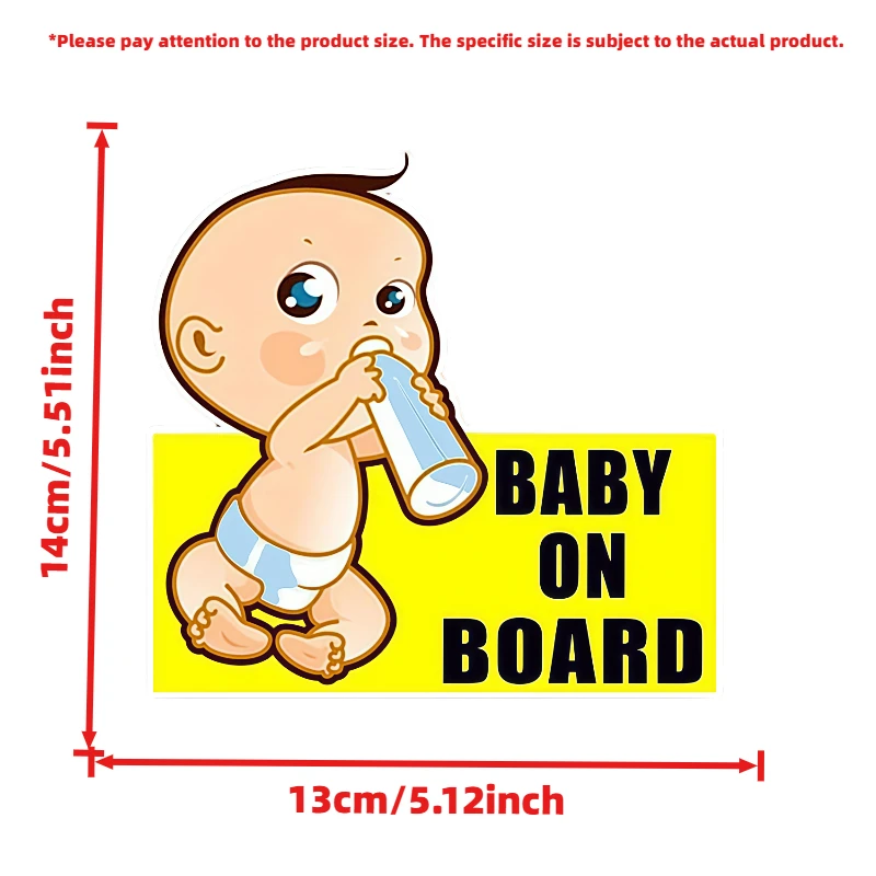 Cute Baby On Board Car Sticker - Yellow Background Infant Design, 14*13CM Waterproof Vinyl Decal, Car Safety Reminder Decor - view 6