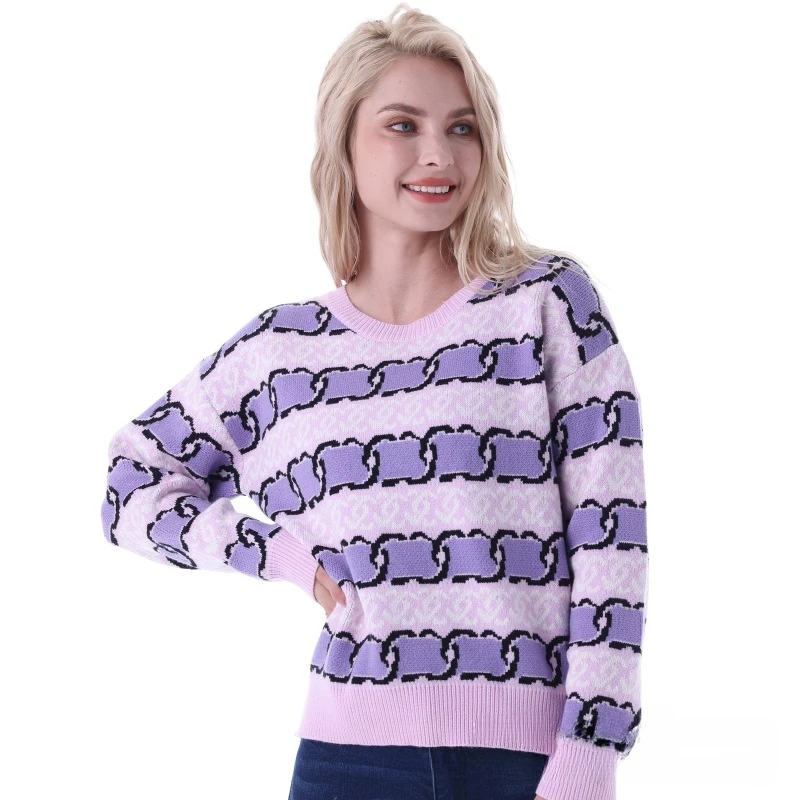 

New Knitted Pullover Cozy Casual Versatile Fall and Winter Women's Fashion Temperament Round Neck Sweet Sweater Women Pullover