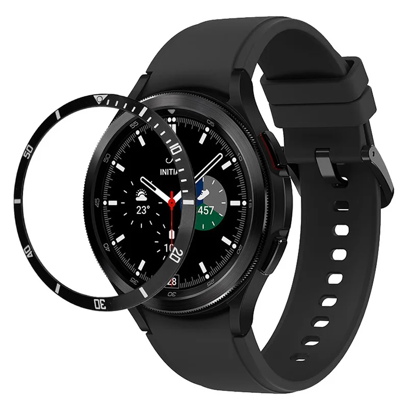 

Для Samsung Galaxy Watch6 Classic 43 мм ободок для часов кольцо циферблат из цинкового сплава безель клейкая рамка кольцо-черный