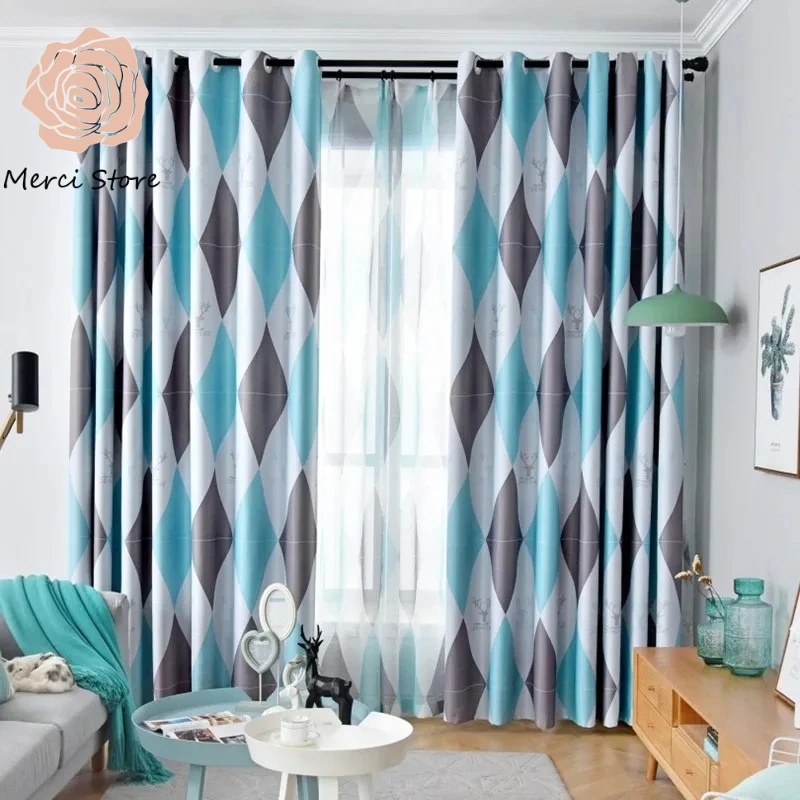 

Simple Modern Curtains for Living Room Bedroom Study High Shading Blackout Tulle Drapes Custom Window Thermal Insulated Decor