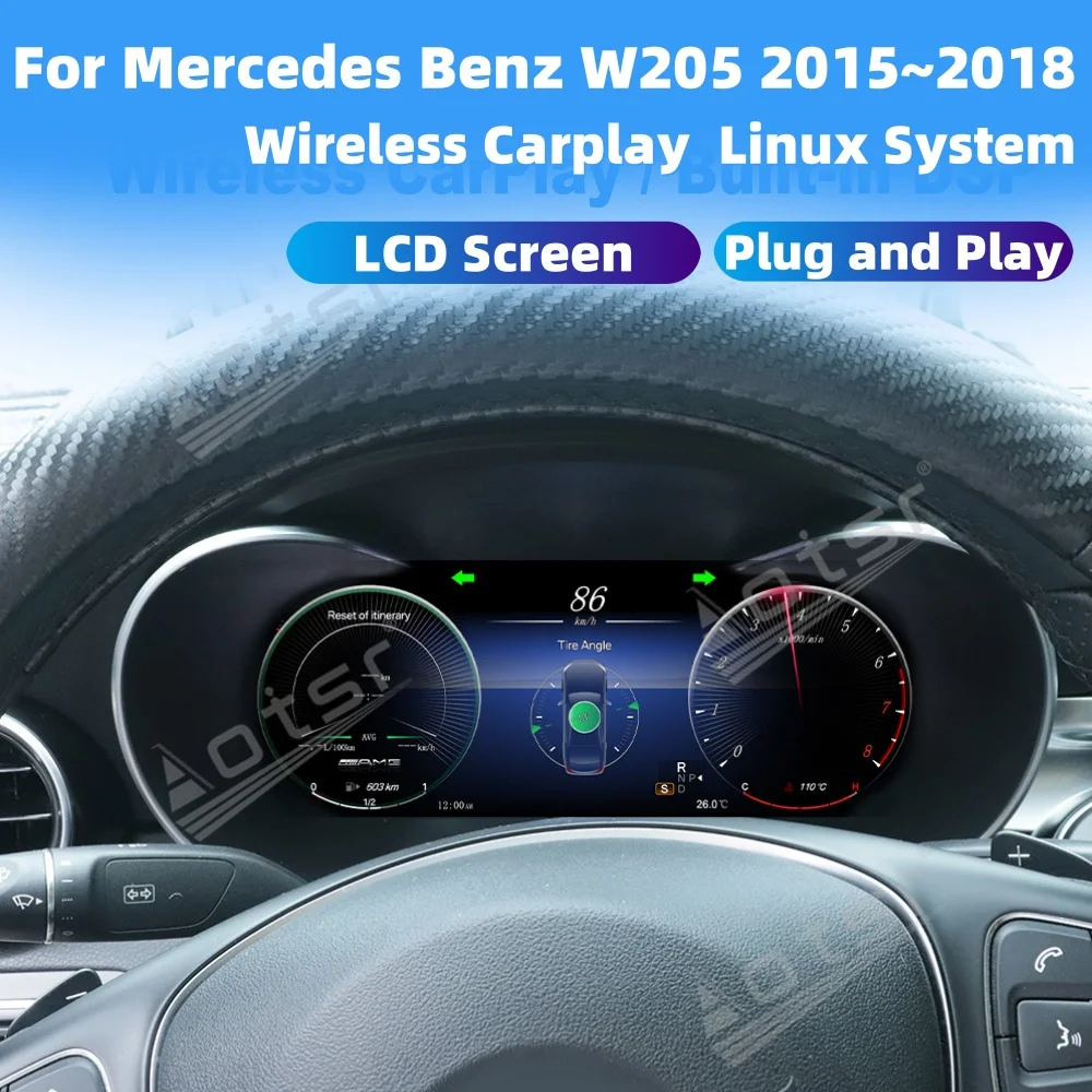 

For Mercedes Benz W205 2015 2016 2017 2018 Speed Meter LCD Cluster Instrument Panel Multimedia Player Dashboard