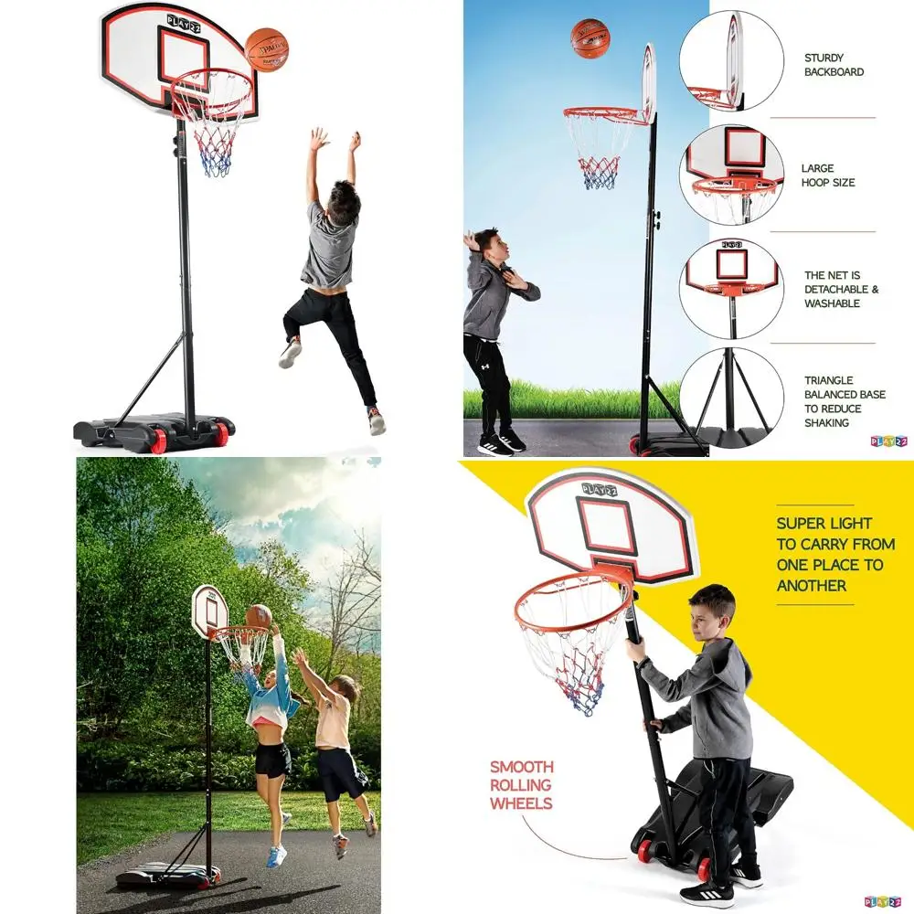 

portable basketball goals for kids, teenagers, and adults with adjustable height 5-7 feet, stand and backboard for youth