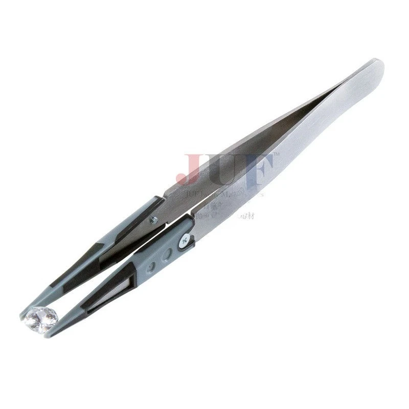 japan-imported-soft-rubber-head-anti-scratch-gem-colored-treasure-tweezers-anti-static-watch-electronic-tweezers