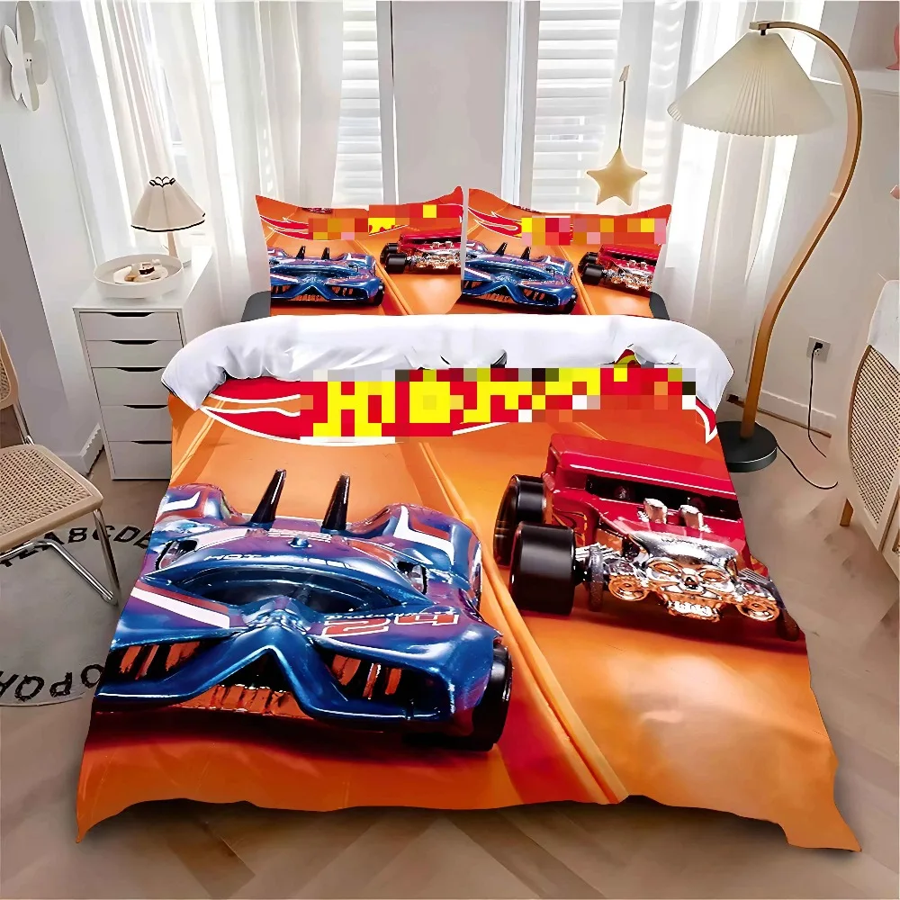 

Bedding Set 3D Cartoon Car Duvet Cover Set 155x220 cm Soft microfiber duvet cover and 1/2 zippered pillowcase 75x50 cm