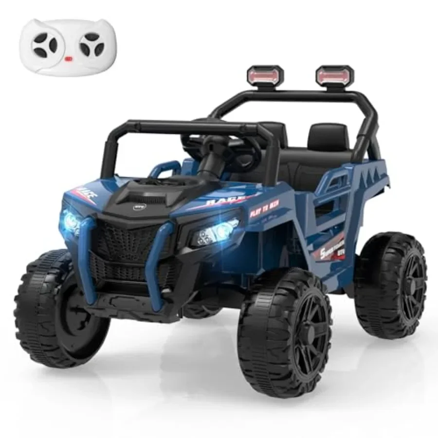 

ride-on truck car: 12V miniature motor, blue electric off-road UTV with Bluetooth/USB music, suspension system, safety beltidea