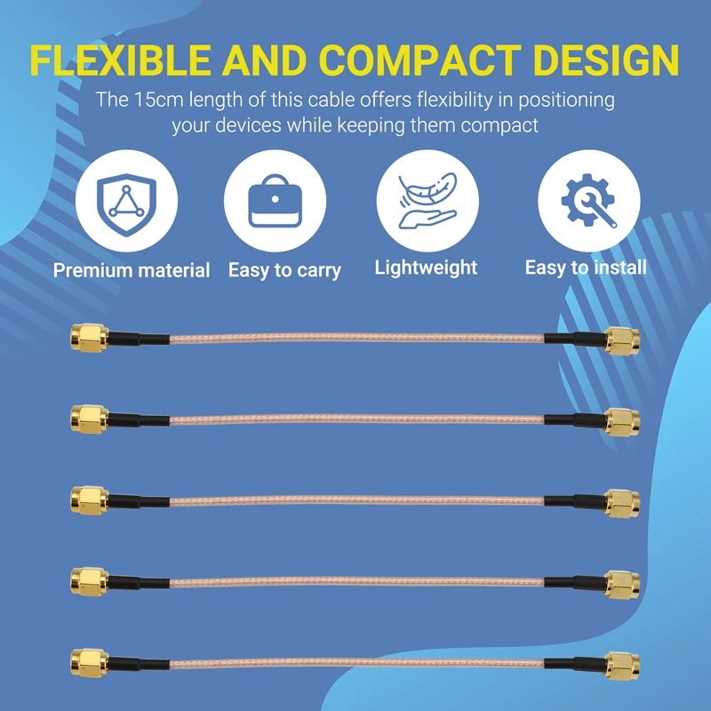 5 uds SMA macho a SMA macho conector RF Cable de extensión Pigtail RG316 Cable de puente coaxial 15Cm