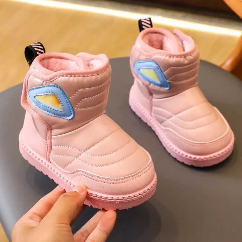 Scarpe da bambina invernali stivali da neve per bambini stivali corti per bambini addensati antiscivolo scarpe in cotone per bambini