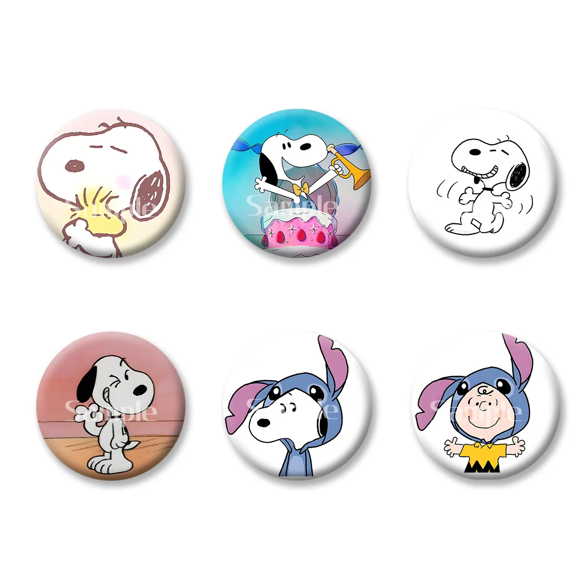 

Flash Badge Cards Snoopy Anime Cartoon Souvenir Girl Keychains Convenient Makeup Mirror Fridge Magnet ACG Accessories