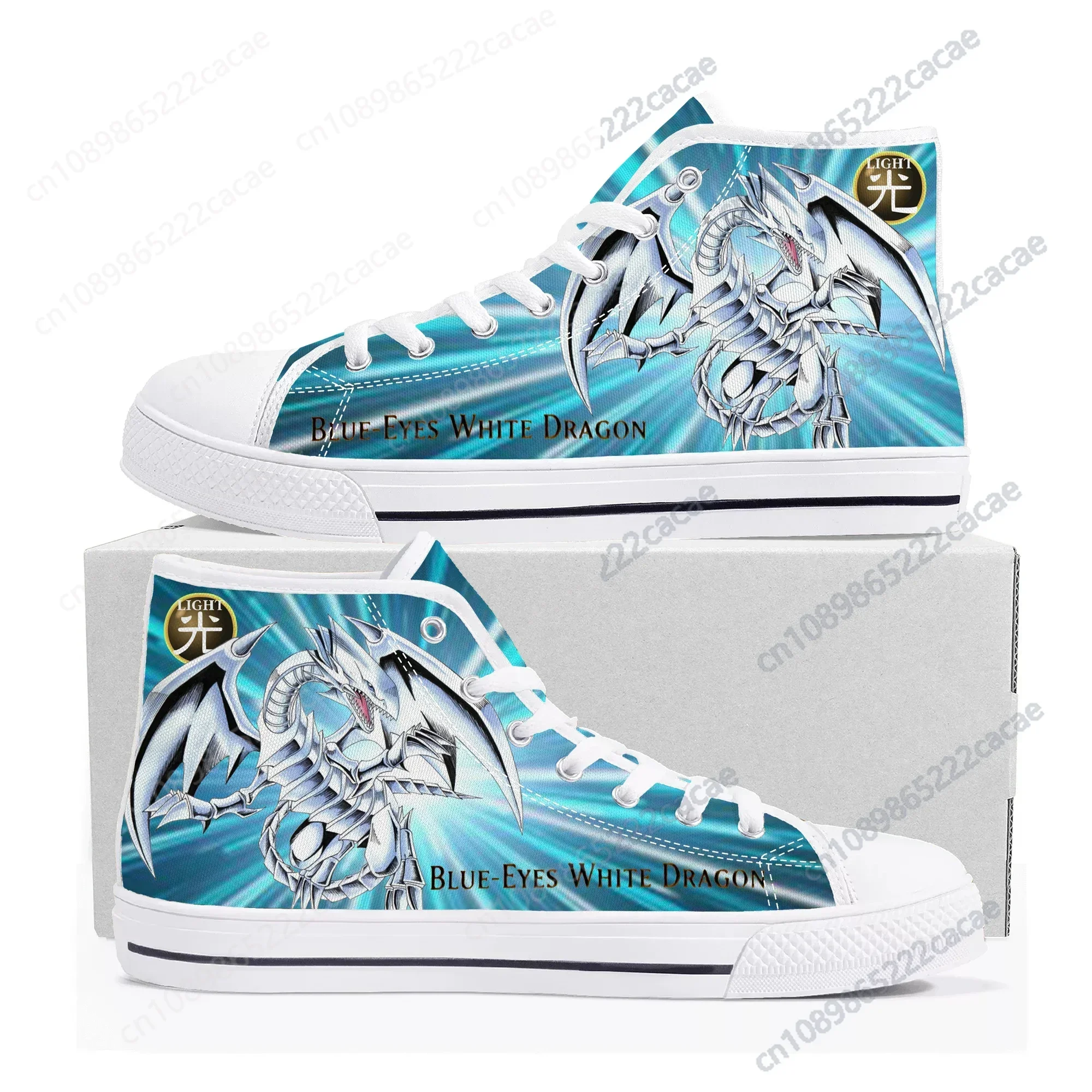 

Blue Eyes White Dragon YuGiOh Seto Kaiba High Top Sneakers Mens Womens Teenager Canvas Sneaker Casual Couple Shoes Custom Shoe