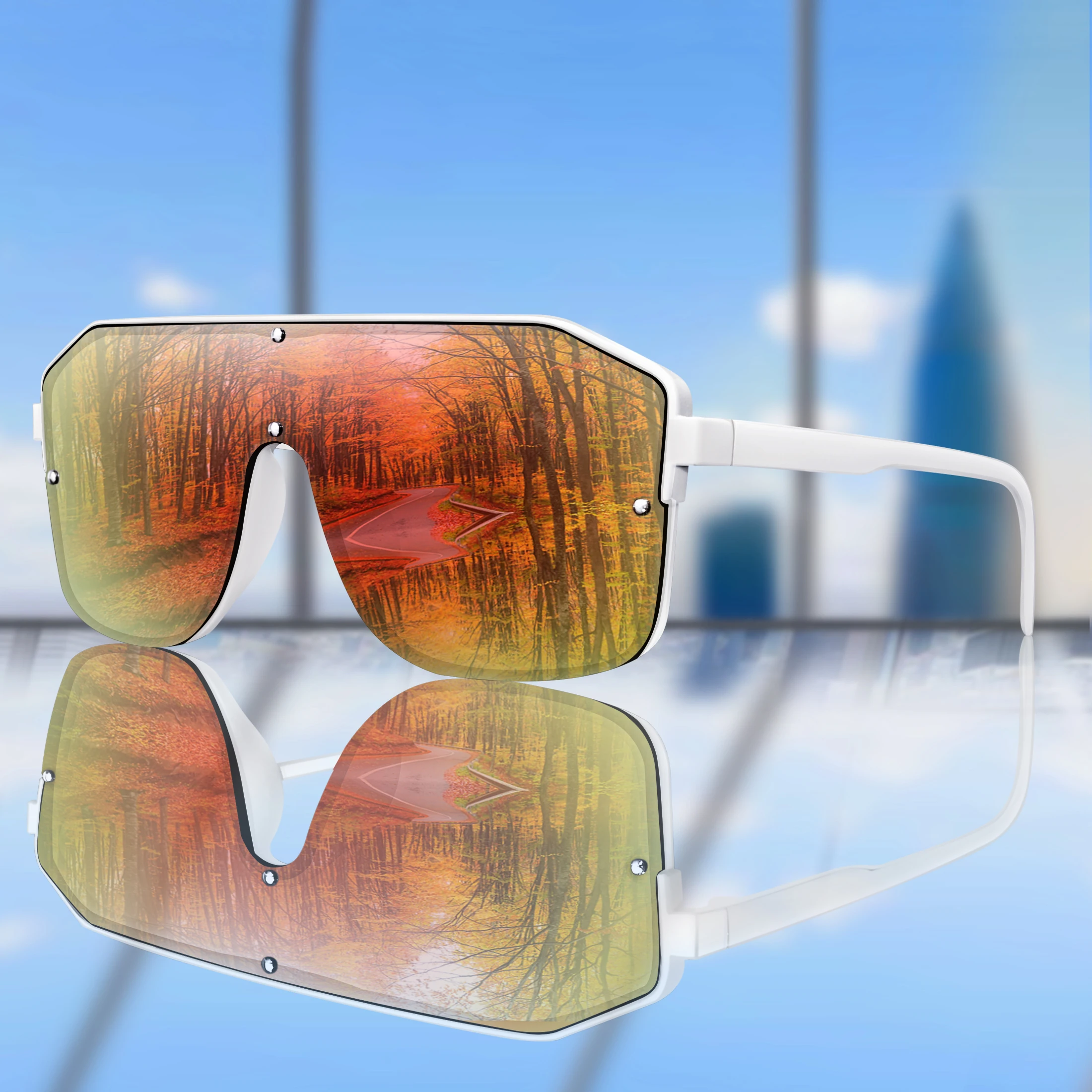 العلامة التجارية الجديدة مربع كبير إطار النظارات الشمسية الرجال النساء نظارات الموضة في الهواء الطلق الرياضة ركوب الدراجات القيادة السفر يندبروف نظارات مهرجان