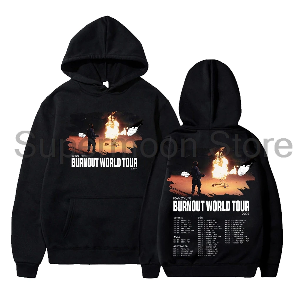 Boywithuke Burnout World Tour Hoodie 2025 New Logo Long Sleeve Streetwear Men Women Hooded Sweatshirt Fashion Clothes