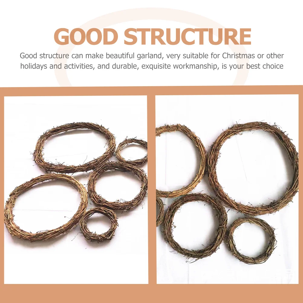 

16pcs Diy Wreath Rattan Round Craft Rings For Home Garden Decor Wall Hanging Wreath Making Circles Pendant Frame