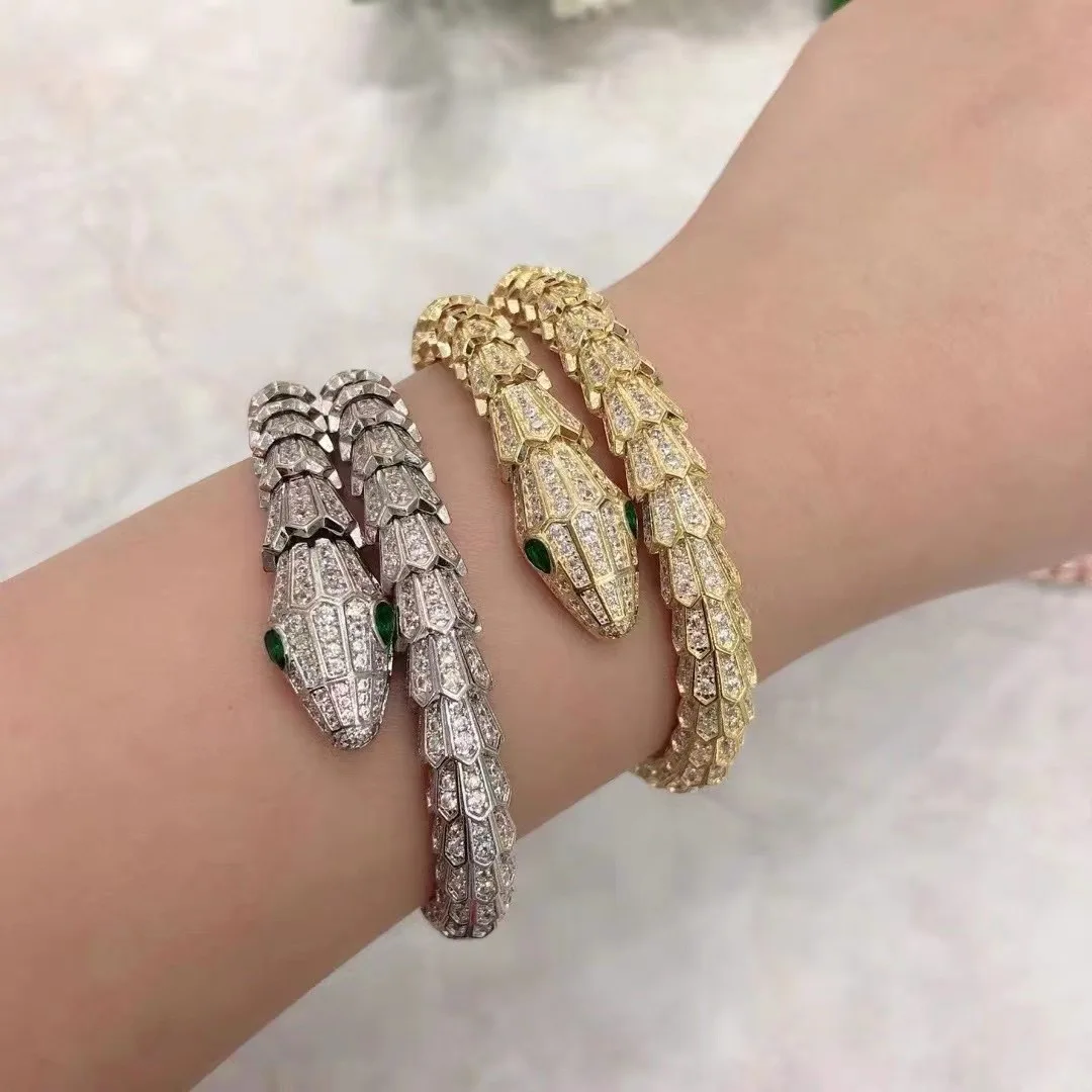 

Sterling Silver Color Snake-shape Charm Serpenti-shape Bracelet Women Trendy Fashion Luxury Jewelry Gift