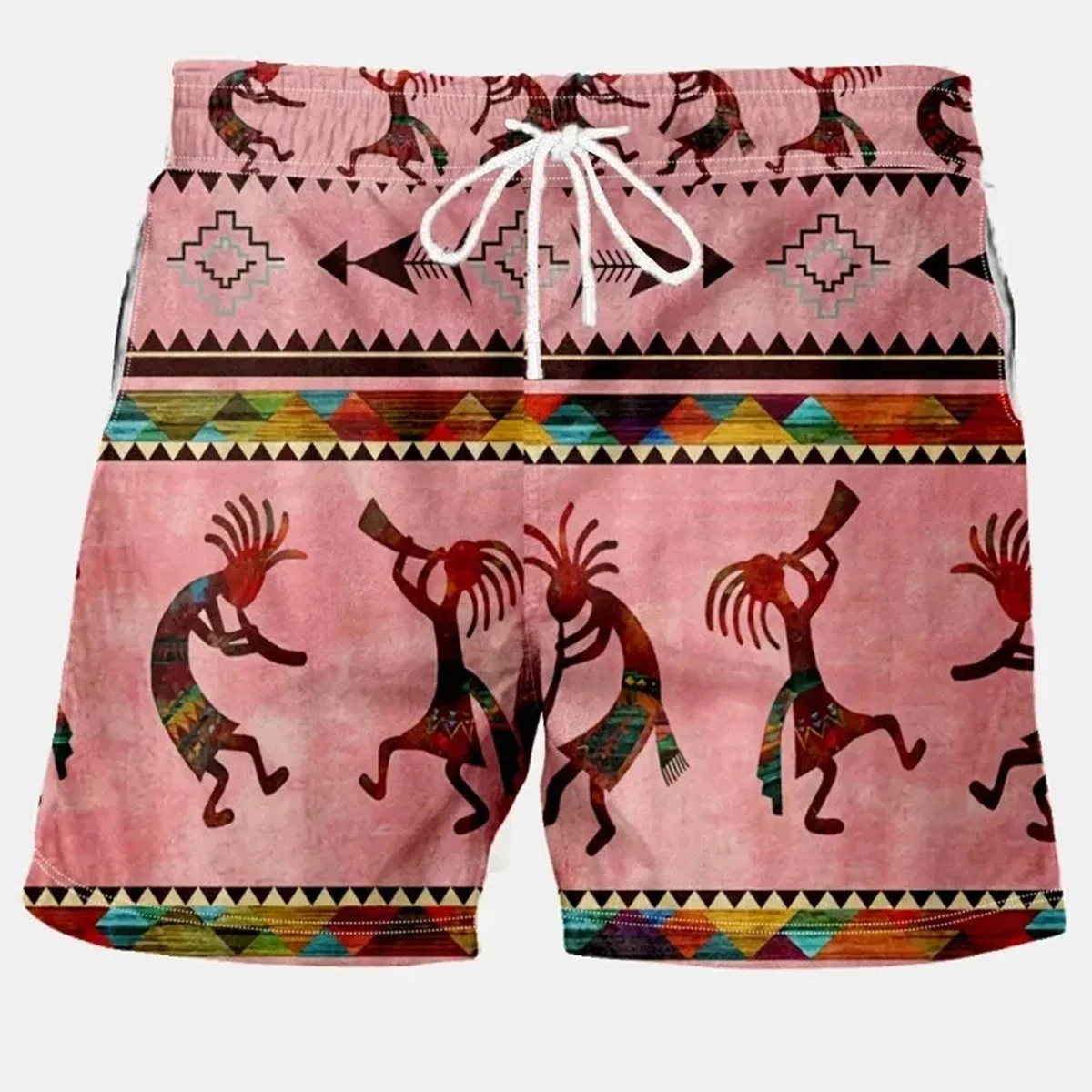 Shorts de banho retrô masculino com cordão – verão nova moda estampa férias praia havaí design micro elástico