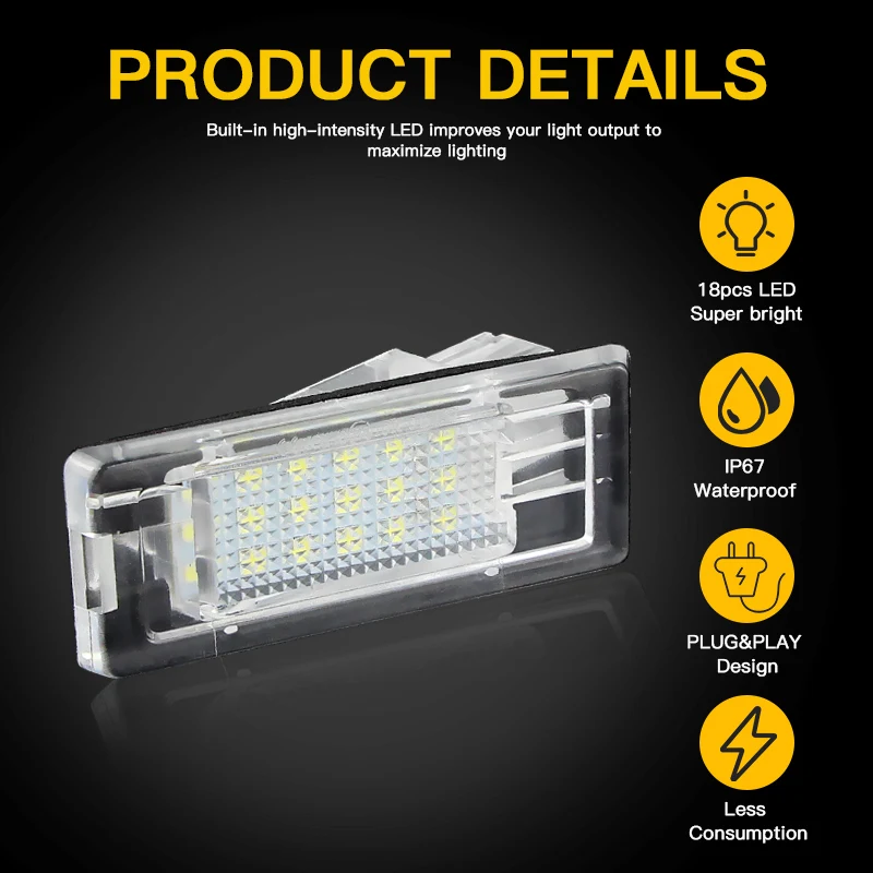 For Renault Espace Laguna Scenic Fluence Dacia Duster Logan Number Lamps Error Free LED License Plate Lights