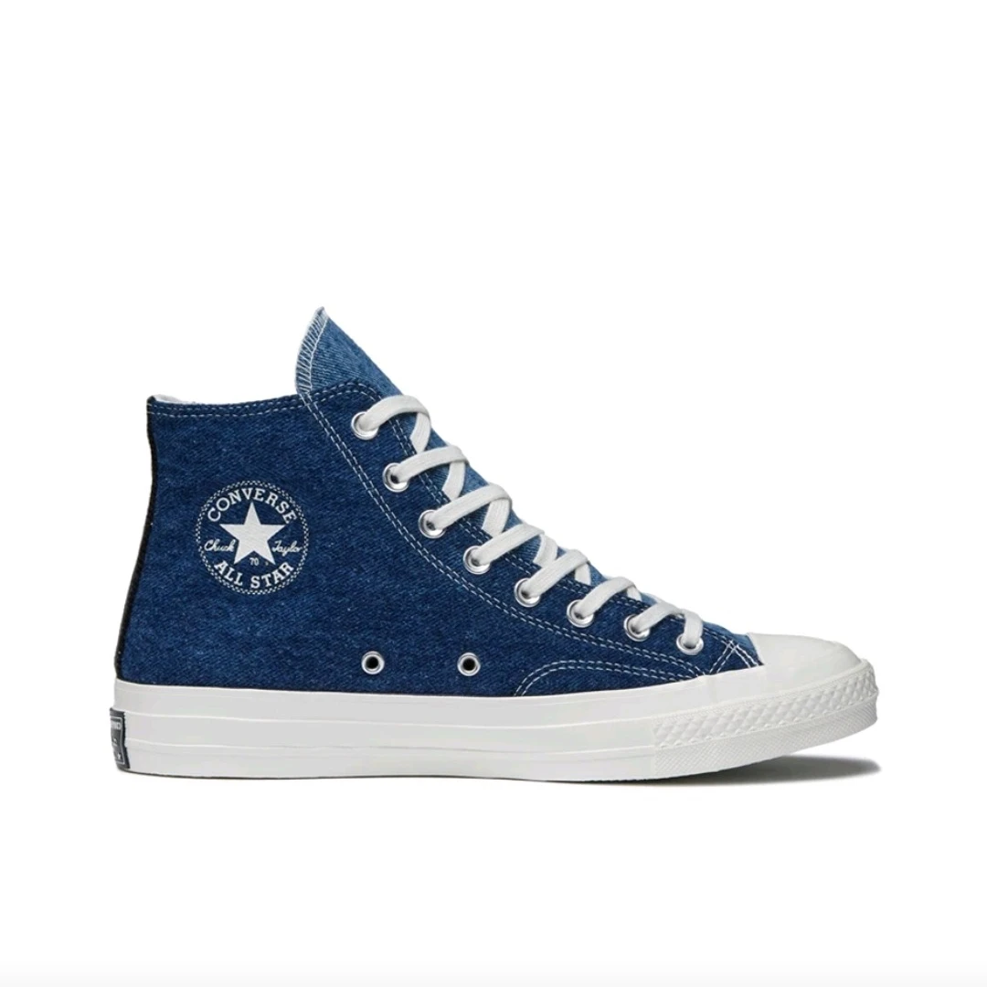 

Converse 1970s Renew Denim Chuck Men's and Women's Skateboarding Shoes, Wear Resistant, Casual Sneakers, Black/Blue