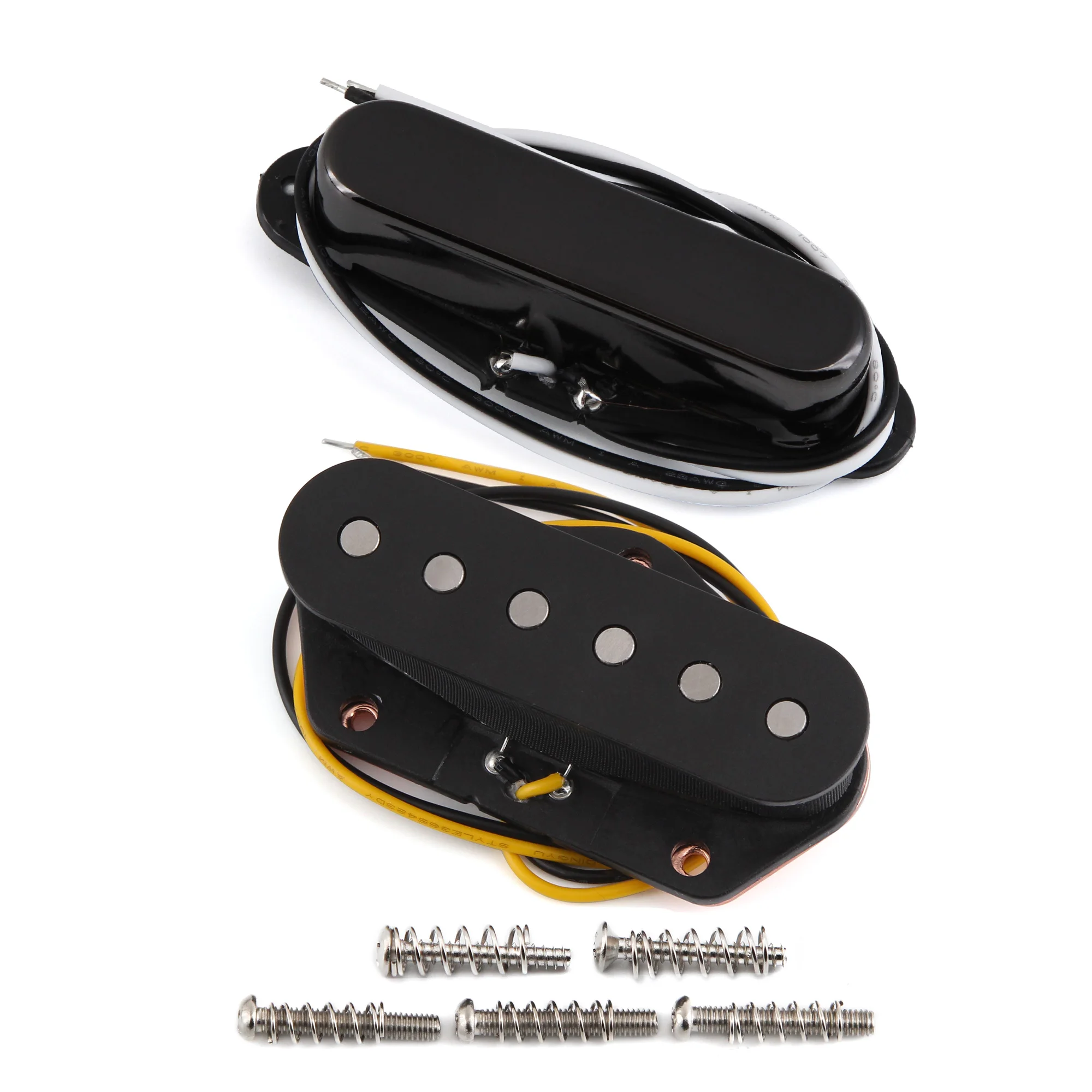 FLEOR - Juego de 2 Pastillas para Guitarra Alnico 5 TL, Pastillas de Bobina Simple para Mástil y Puente, Color Negro