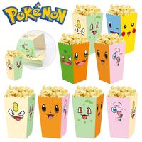 24pcs Pokemon Pikachu Popcorn Box Kids Birthday Party Decorations Candy Snacks Boxes Tableware Baby Shower Party Supplies Gifts