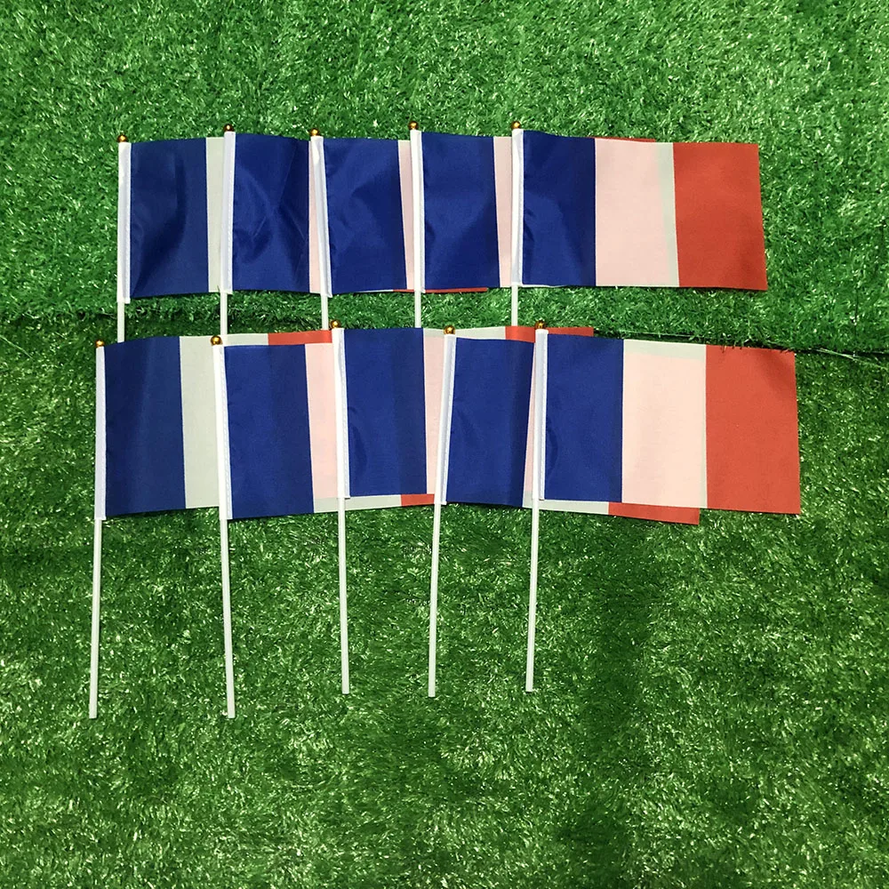 (SKY FLAG) 14x21cm Frankreich Handflagge mit Kunststoffstange Polyester-Banner zur Dekoration – Detail 2