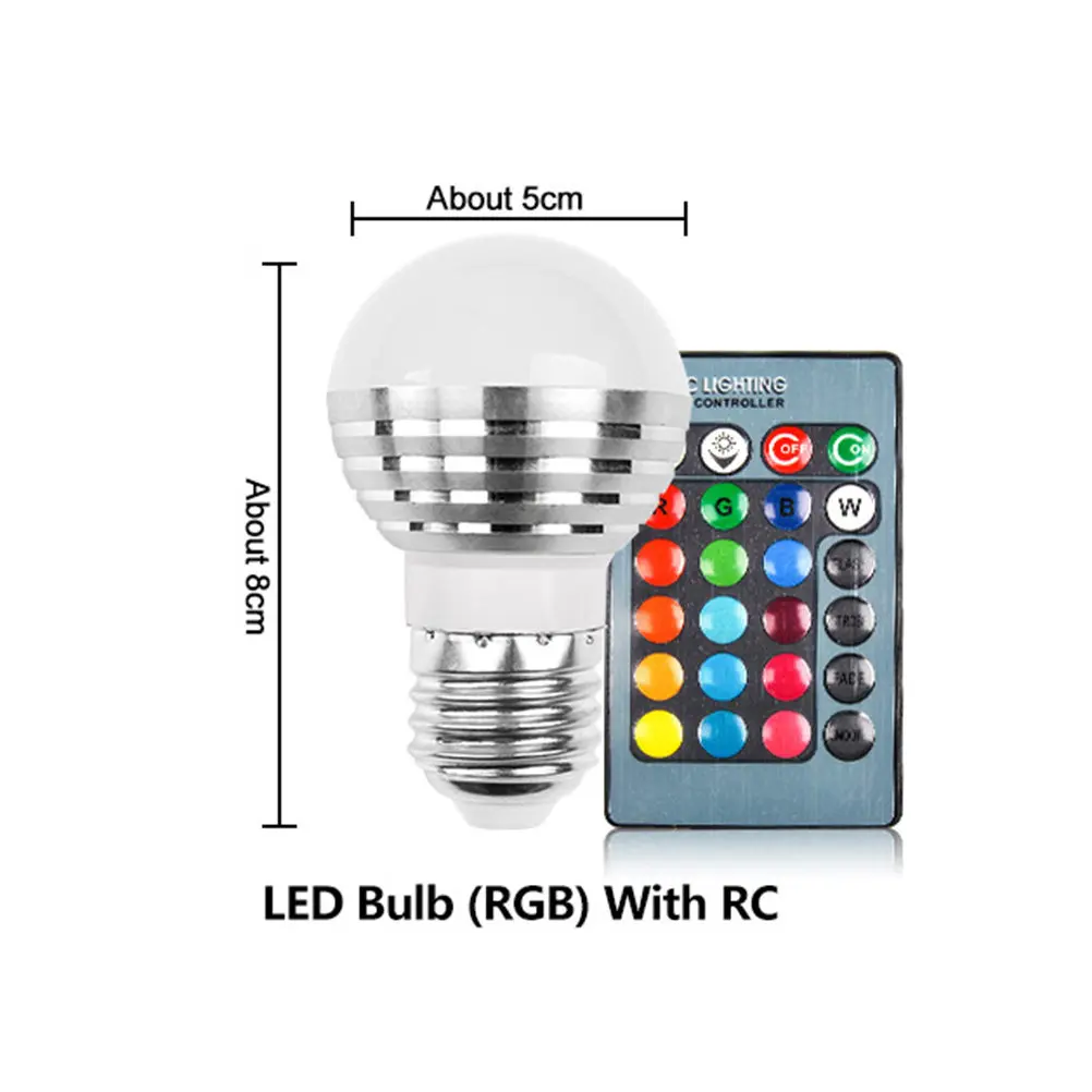 E27 Rgb LED Bulb 3W Dimmable with Remote Control Bright Colorful Ambient Light for Living Room Bedroom Party Bar Wedding Event