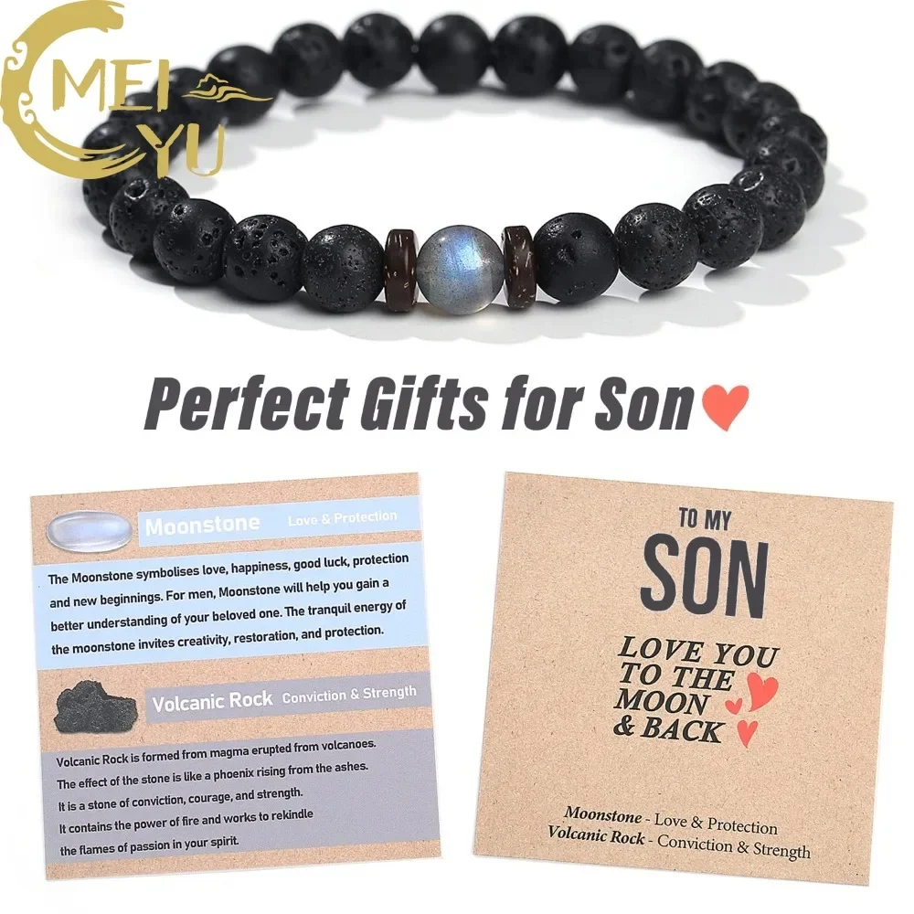 2024 Teen Boy Christmas Gift Ideas List Son Birthday Gift Volcanic Stone Bead Bracelet Father's Day Cool Unique Gift for Men