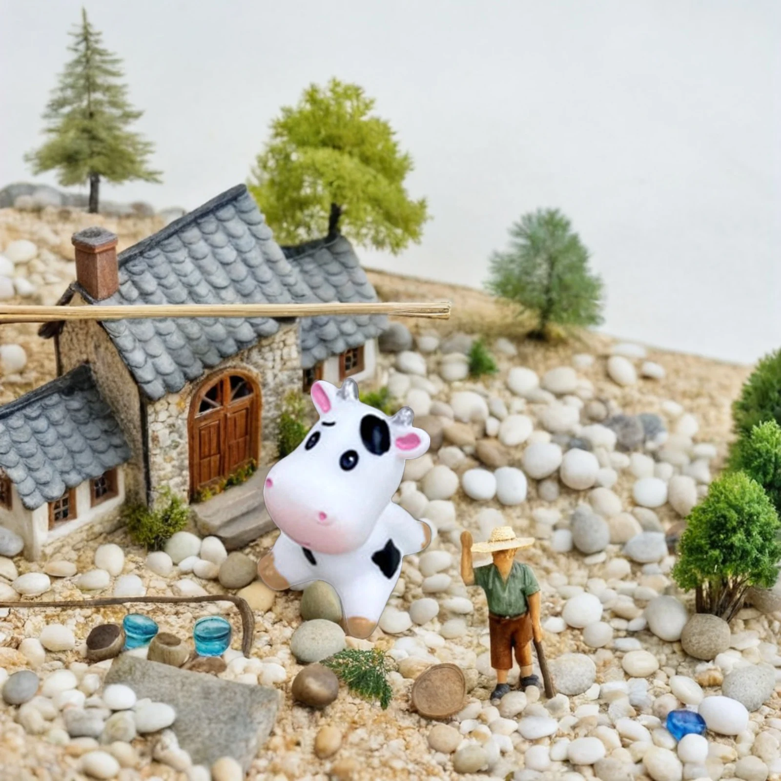 

8pcs Cow s Resin Decor for Garden Micro Landscape Small Animal Statues Cartoon Cow Crafts Desktop Lawn Decoration