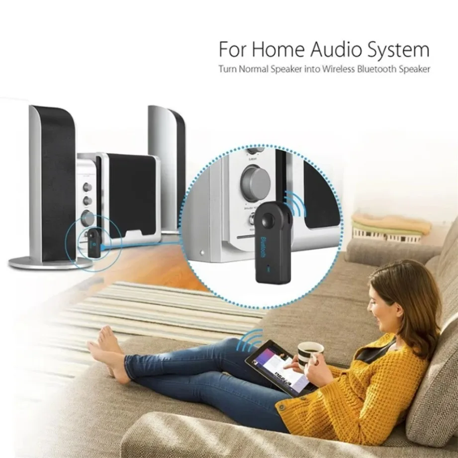 TABLLYUGE  Car Bluetooth Receiver Adapter 3.5mm  AUX Jack Stereo Audio Car Kit Transmitter Speaker Wireless Bluetooth Adapter