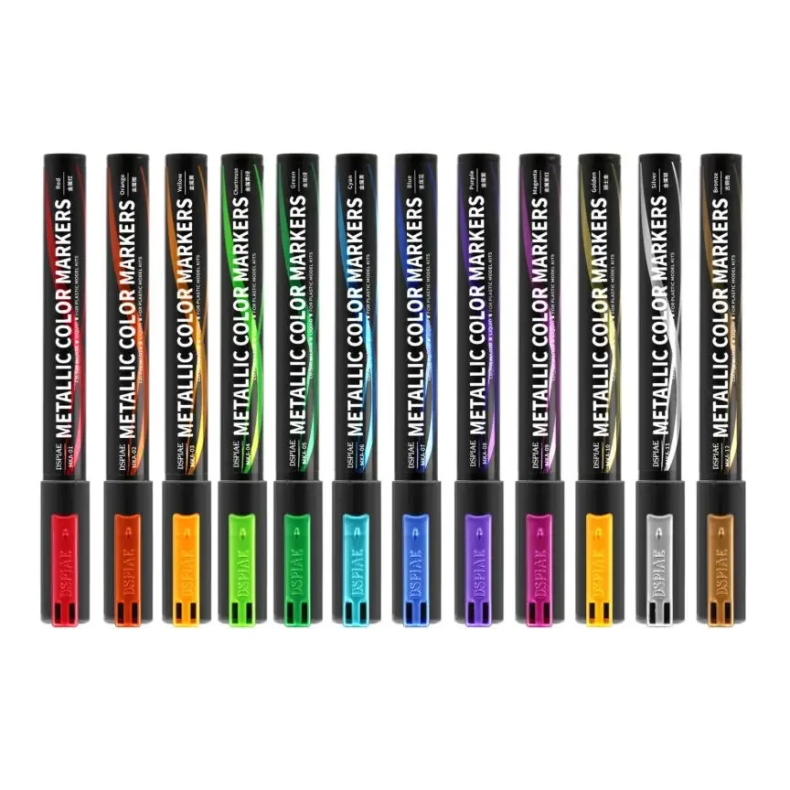 Dspiae Mka-marcadores para Fabricação de Modelos Gundam Mecha Cor Super Metálica Ferramenta Faça Você Mesmo Hobby 12 Cores
