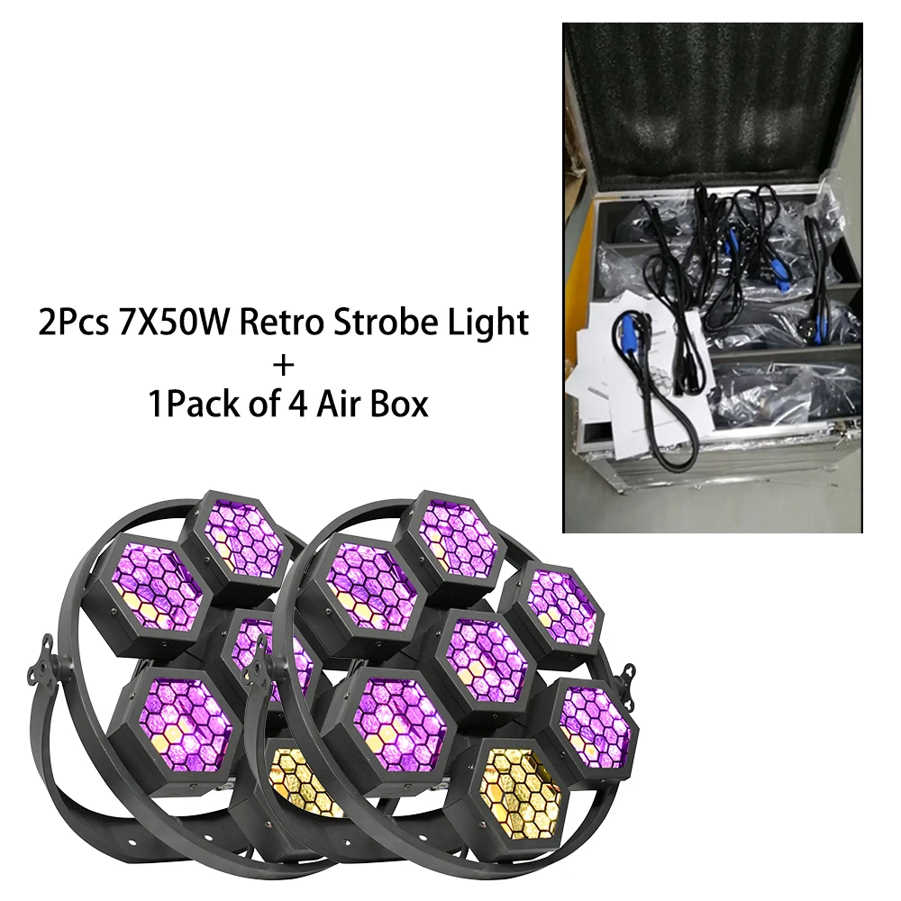 

2Pcs 7X50W Retro Strobe Light + 1Pack of 4 Air Box