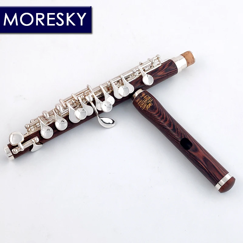 MORESKY Dalbergia cearensis Ducke Wood Piccolo C Key Мельхиор Флейта полуразмера Посеребренный материал корпуса Черное дерево MPC-166