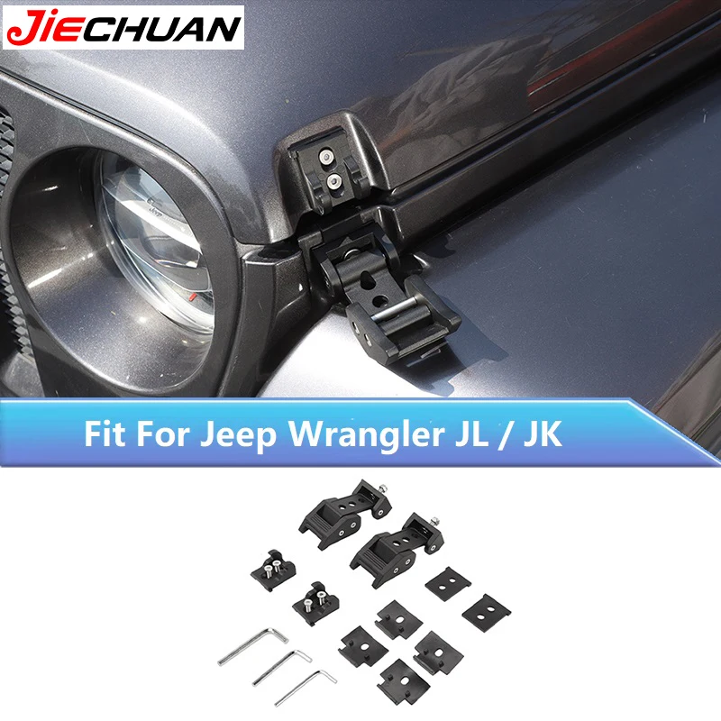 

JIECHUAN Car Hood Latches Locking Engine Catch Kit Hood Locks Fit For Jeep Wrangler JK JKU JL JT 2007 Up Exterior Accessories