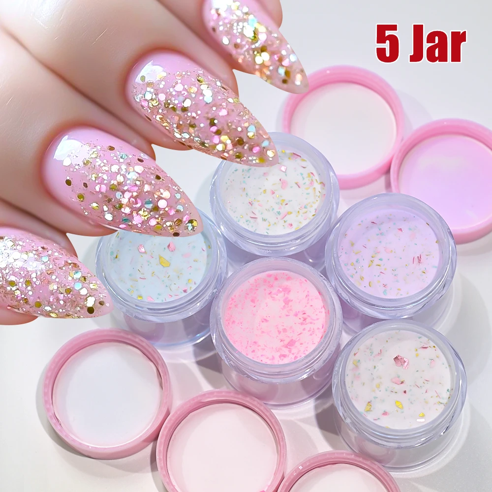 

5 Jar Nail Acrylic Powder Glitter Craving Tool Dipping Powder Nail Extension Powders DIY Manicure Salon Pigment Nail Art Decors