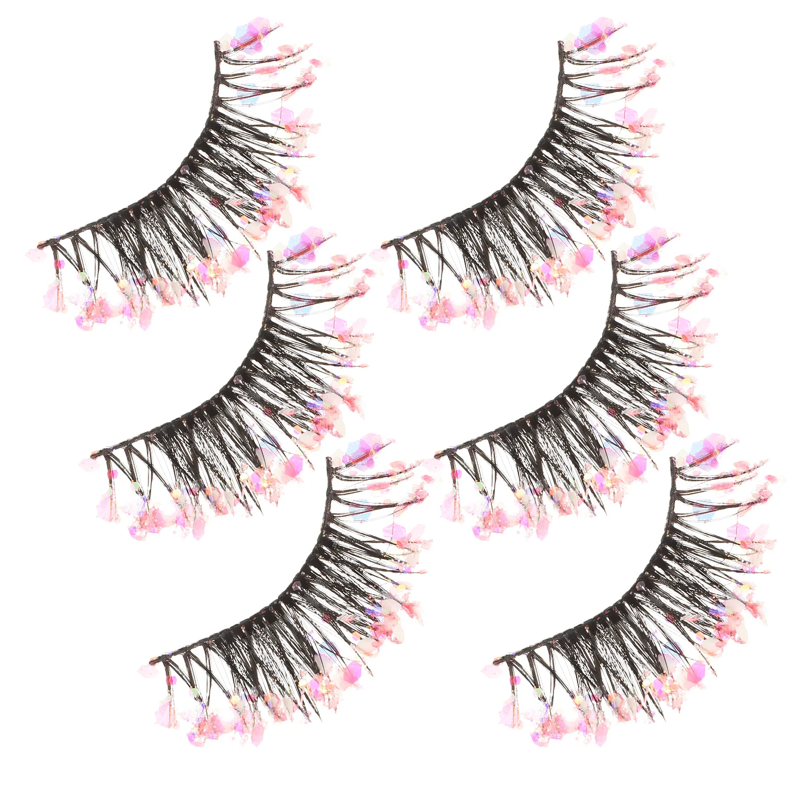 3Pairs Night Glow Fake Eyelashes Glitter Light Comfortable False Lash Extensions for Wedding Birthday Makeup Accessories