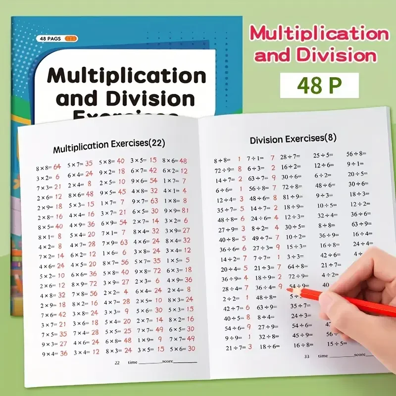 48 PagesMultiplication Division 99 Times Exercise Book Training in MathematicsCalculation Book for Children Aged 3-8