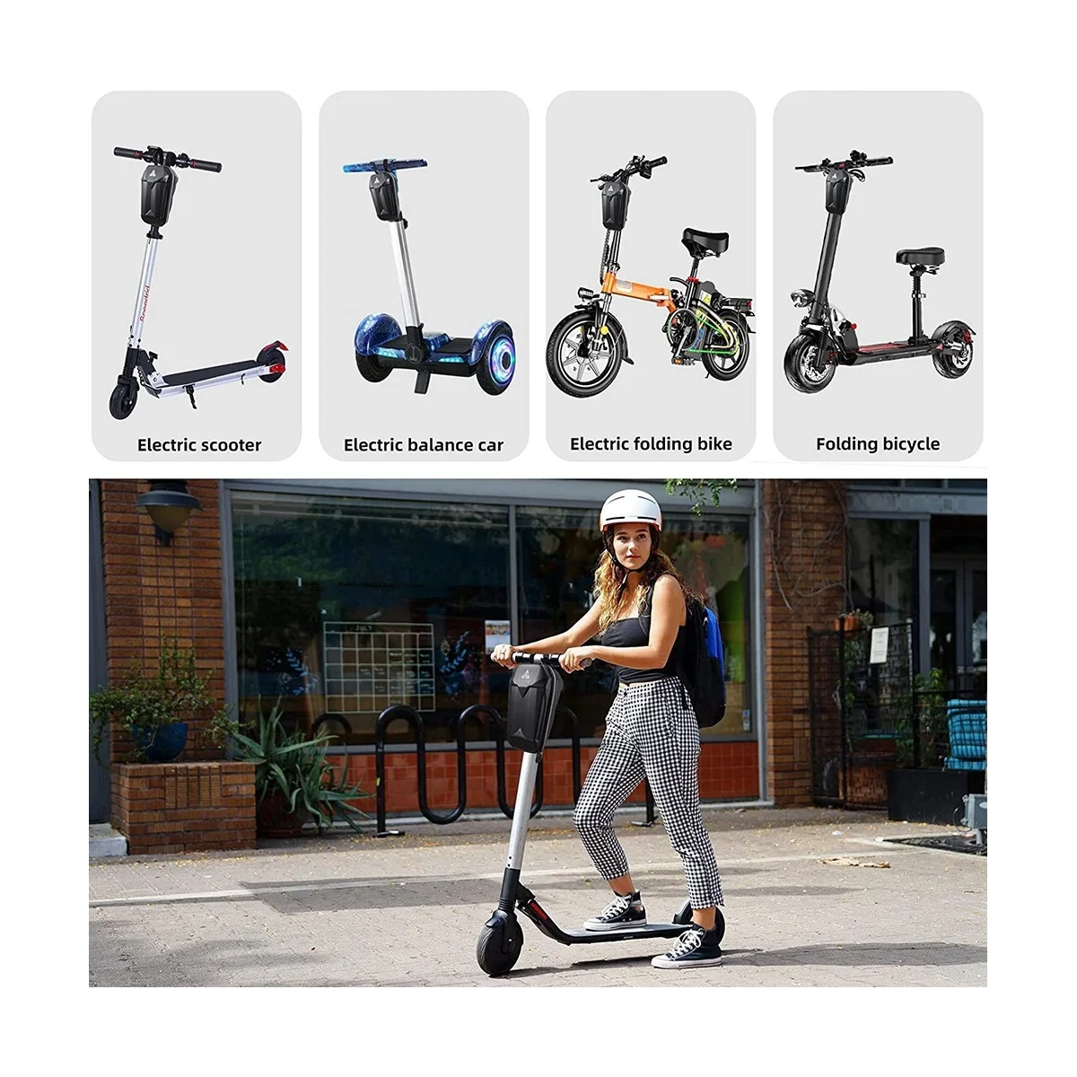 New Scooter Storage Bag, 5L Large Capacity Hard Shell Splash Waterproof Scooter Front Bag, Storage Bag,Handlebar Bag