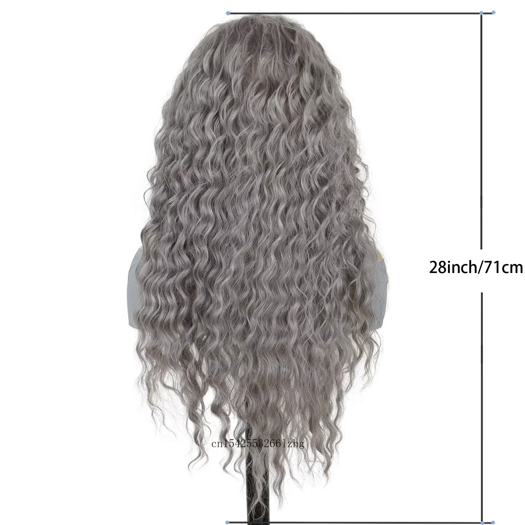 GNIMEGIL Synthetic Grey Hair Long Water Wave Wigs for Women Natural Fluffy Curly Wave Wig Cosplay Halloween Party Heat Resistant